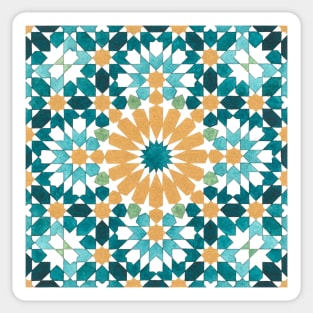 Moroccan Zellige artwork in Green and Gold Sticker